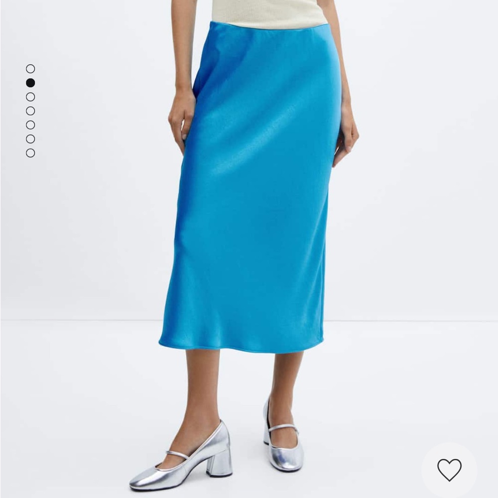 NWT Mango Blue Midi Satin Skirt